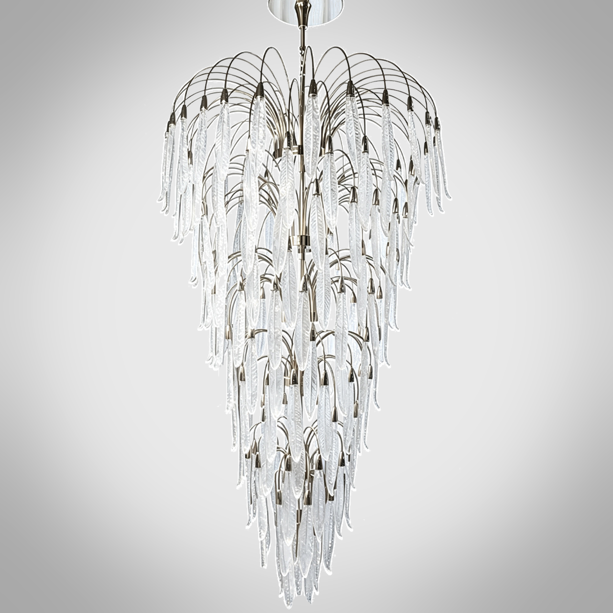 Grand cascading shatterproof acrylic icicle waterfall multi-tiered chandelier for high ceiling staircase and luxury villa foyer