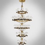 Grand multi-tiered stainless steel and crystal ring chandelier for high ceiling hotel lobby and villa staircase foyer