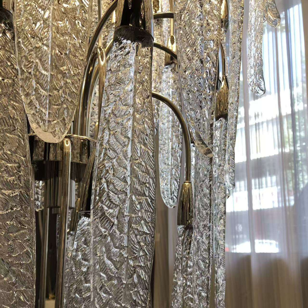 Grand cascading shatterproof acrylic icicle waterfall multi-tiered chandelier for high ceiling staircase and luxury villa foyer