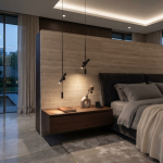 Minimalist adjustable iron rod pendant light with aluminum spotlight tube suspended vertically against a light grey background