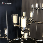 Modern luxury grand multi-tiered chrome branching glass cylinder chandelier for high-ceiling staircase and villa foyer