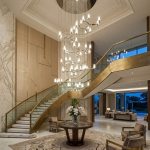 Modern luxury grand multi-tiered chrome branching glass cylinder chandelier for high-ceiling staircase and villa foyer