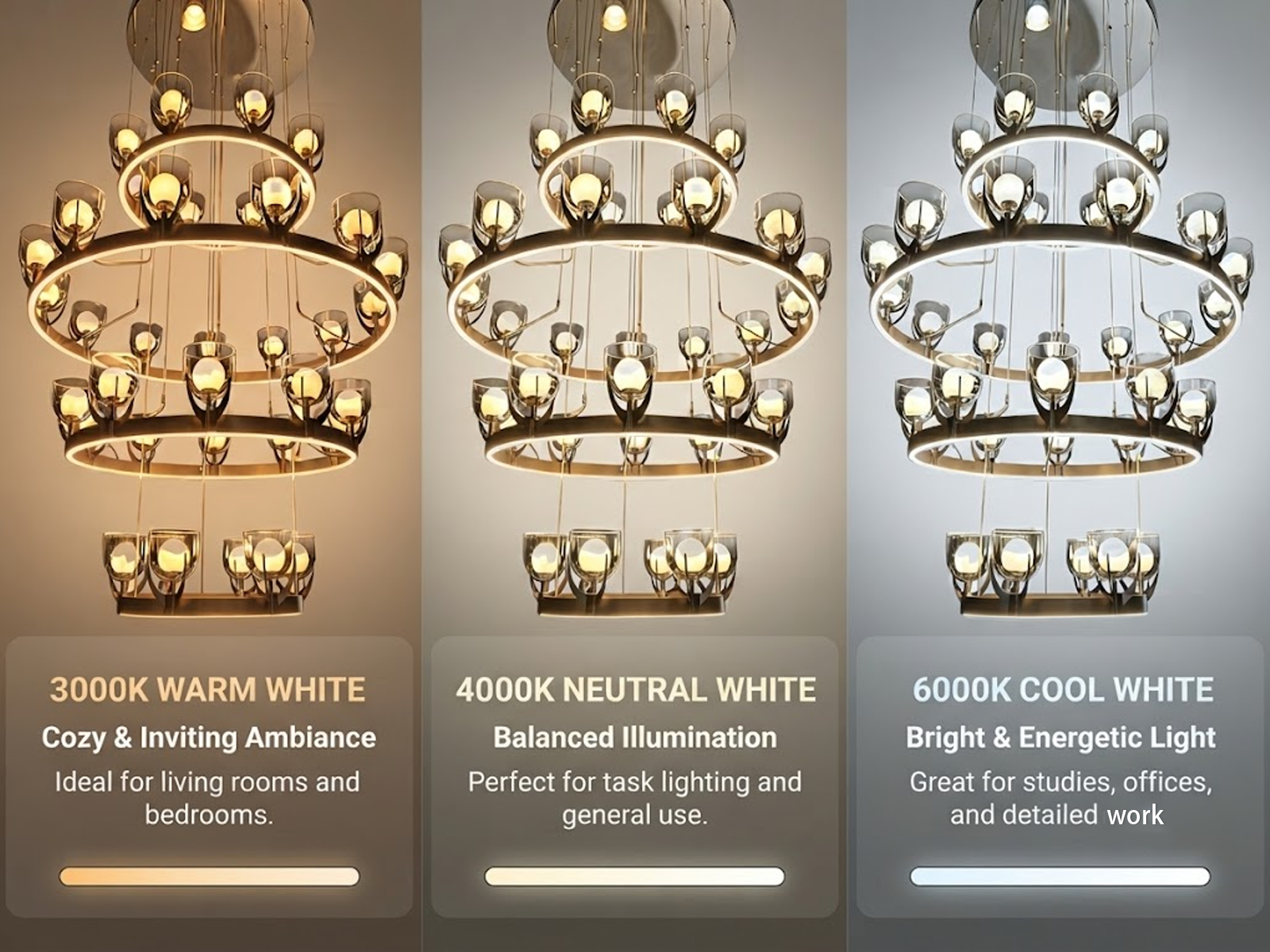 Modern luxury multi-ring LED chandelier with anti-glare glass shades for high ceiling hotel lobby