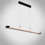 The Ray modern matte black linear pendant light with ribbed clear acrylic tube diffuser
