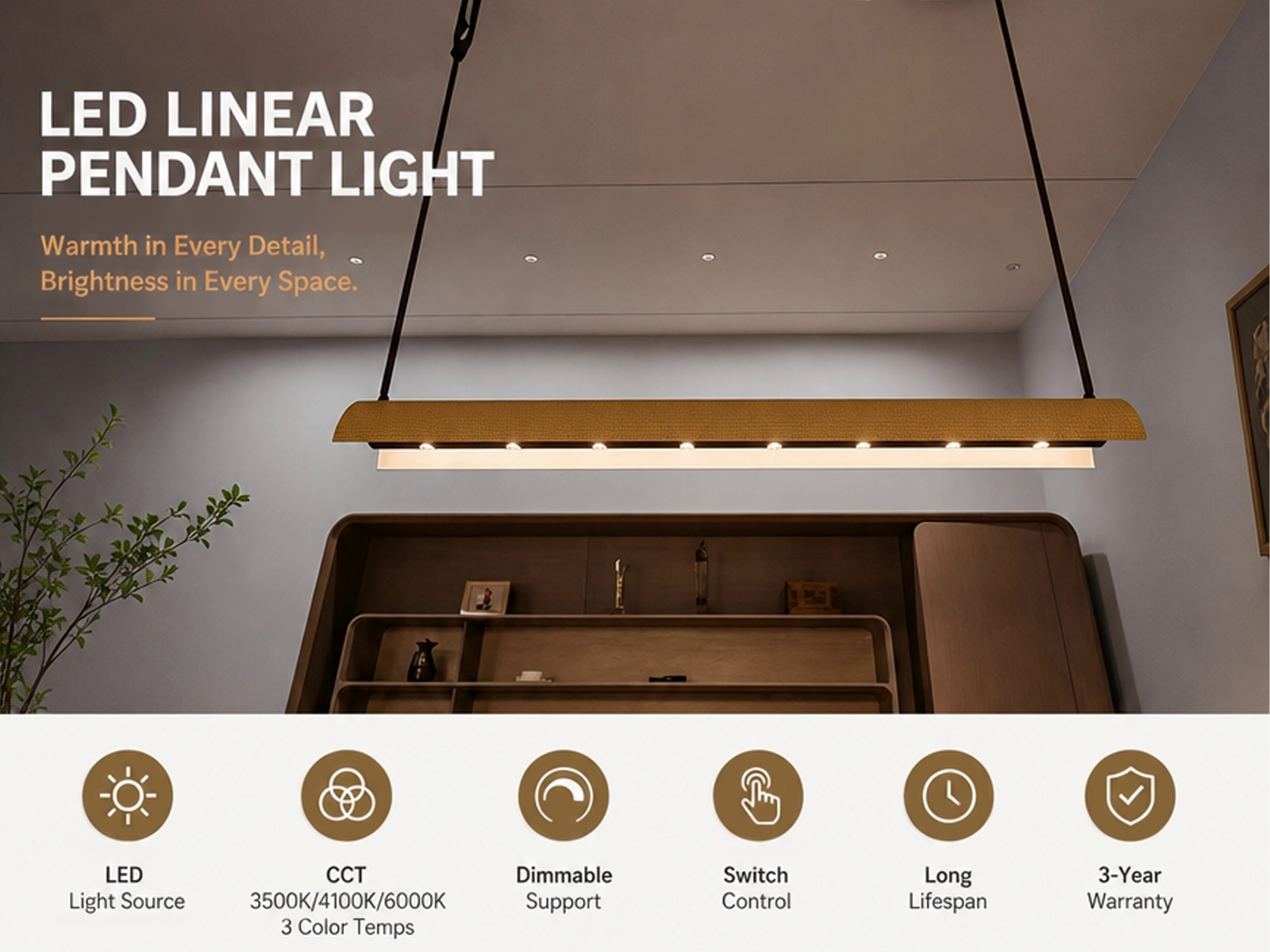 Linear Pendant Light for Dining Table