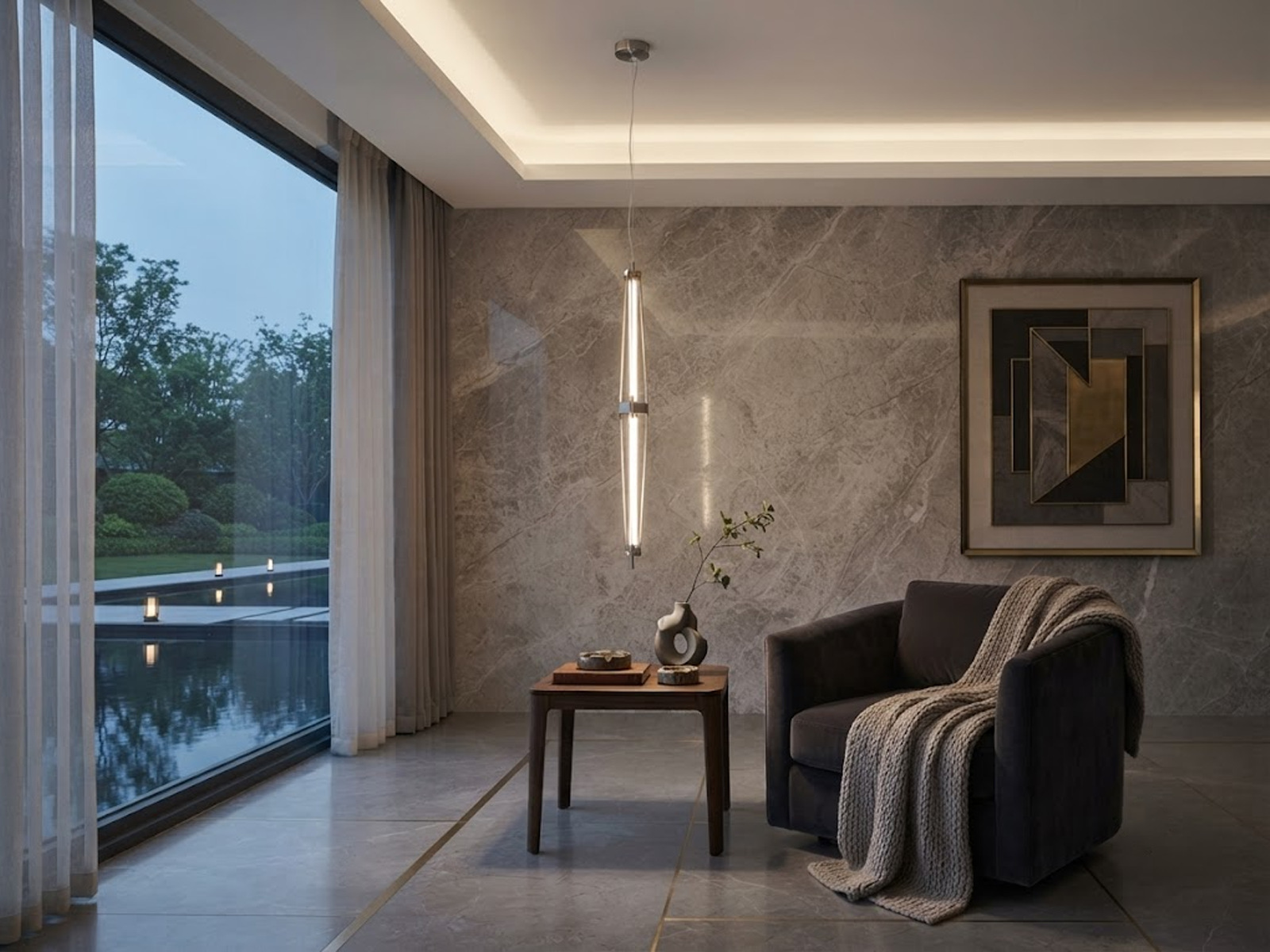 Brushed Stainless Steel Bedside Pendant