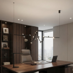 The Pulse modern wavy linear LED pendant light featuring heartbeat silhouette in matte black