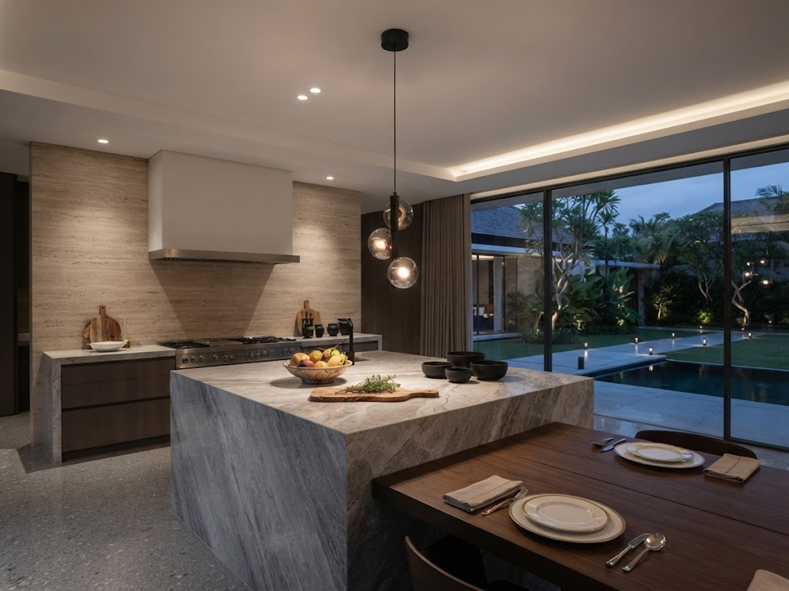The Stellar mini pendant chandelier featuring three smoky glass orb shades on vertical black column