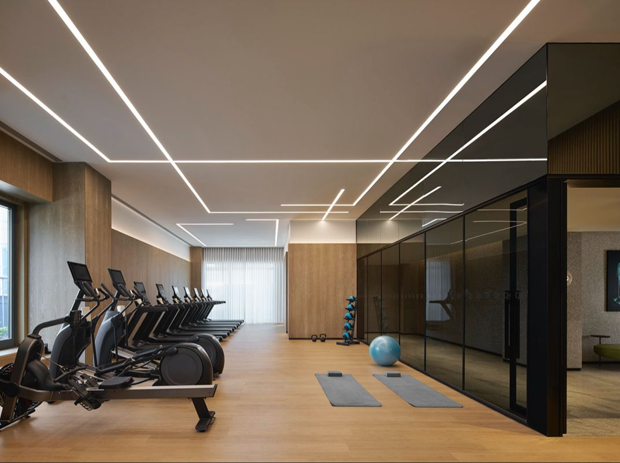 Zero-flicker-treadmill-and-cardio-zone-architectural-linear-lighting-for-commercial-gyms