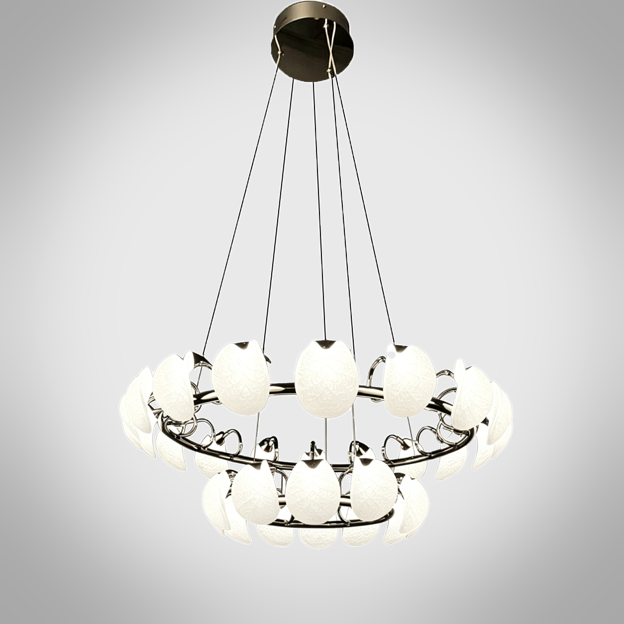 chrome steel double ring pendant light
