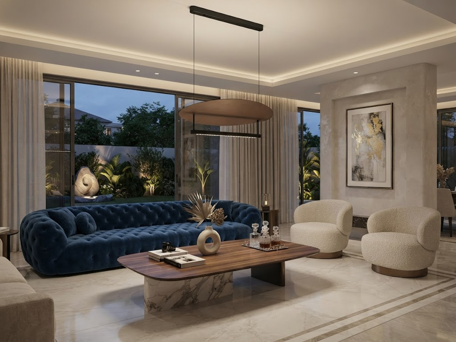 Warm halo lighting effect from linear aluminum LED bar reflecting off a bronze aluminum disc in a dark room