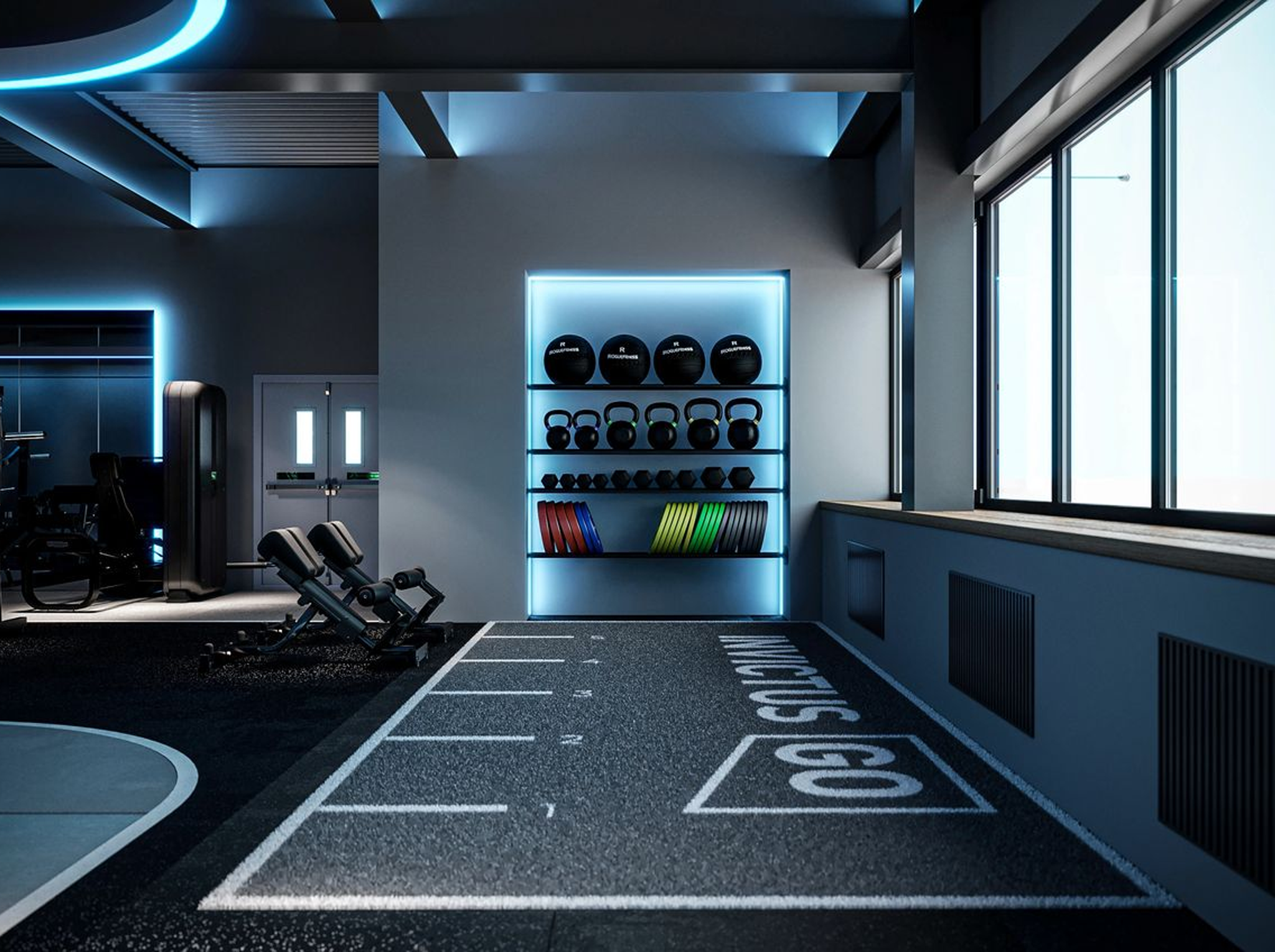 Dynamic-RGBW-DMX-controlled-aerobics-and-group-fitness-studio-lighting