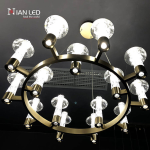 Modern 900mm carved crystal ring chandelier G92100-10+5 with line drawing blueprint showing 1000mm adjustable height