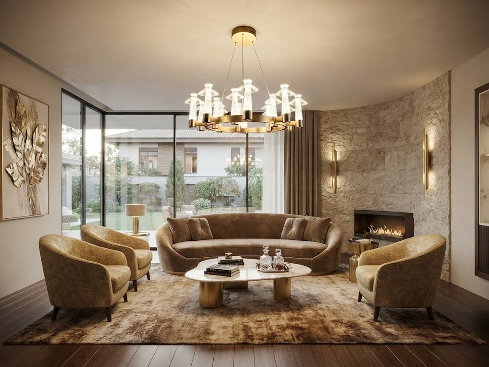 luxury living room carved crystal pendant