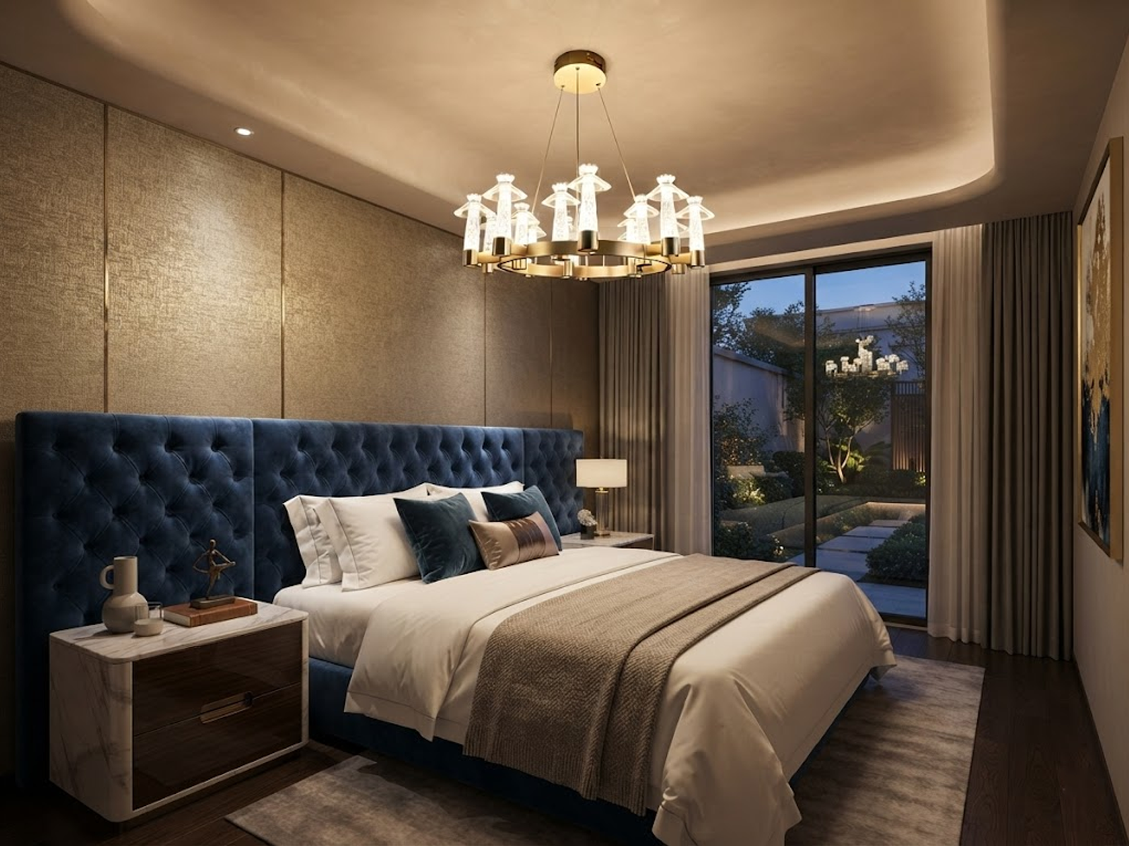 luxury bed room carved crystal pendant