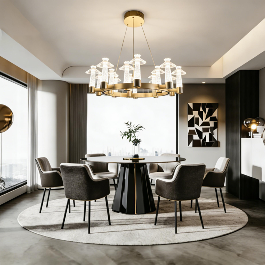 modern villa foyer crystal ring pendant